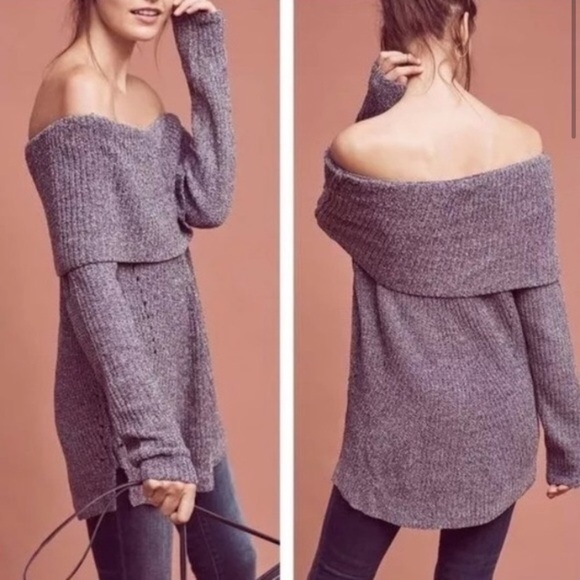 Anthropologie MOTH Off The Shoulder Chenille Sweater - Picture 2 of 8